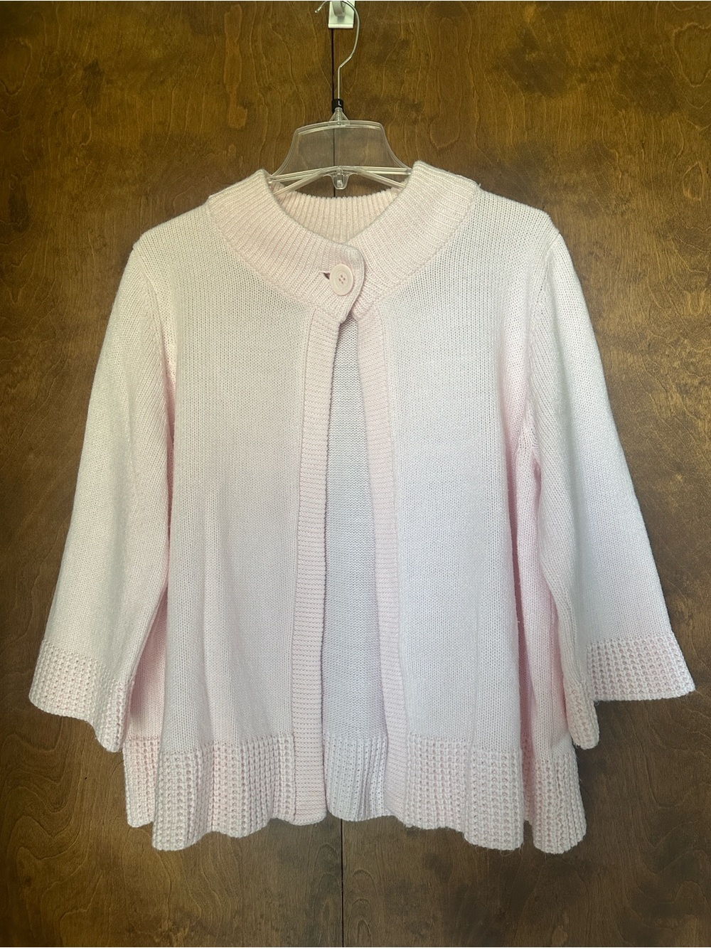 croft & barrow Light Pink One Open-Front Knit Cardigan